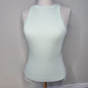 Reformation Tasha Tank Green S EUC Rib Knit Spring Summer Old Money Clean Girl